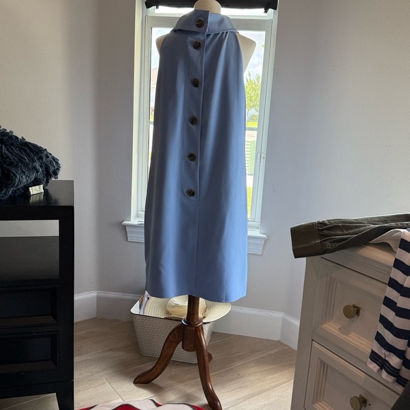 Sail to Sable Blue Hydrangea Cowl Neck Sleeveless Button Back Dress. SZ L NWT - Picture 11 of 13